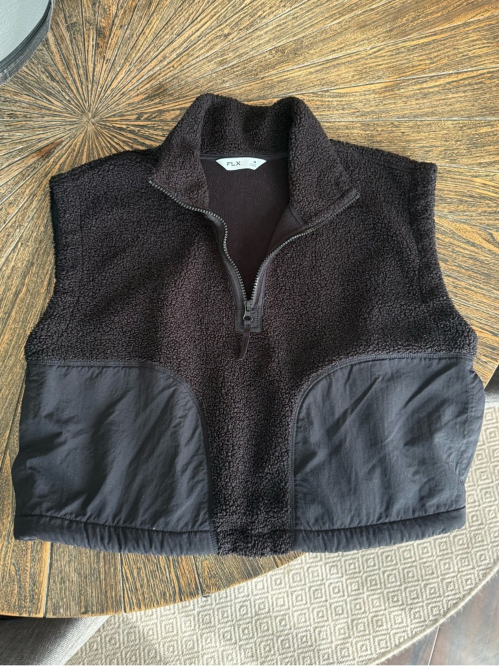 FLX Black Sherpa Zip-Front Vest